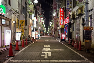 orange plastic traffic cone lot, Japan, road, night, street HD wallpaper