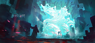 white and black abstract painting, Duelyst, video games, artwork, digital art