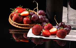 red strawberries and grapes HD wallpaper