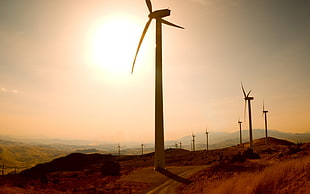 photography of windmills HD wallpaper