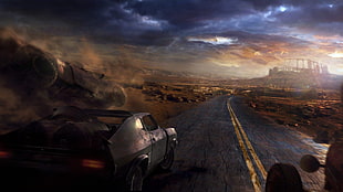 black coupe illustration, Mad Max, Mad Max (game)