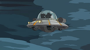 gray spaceship illustration, Rick and Morty, Adult Swim, cartoon HD wallpaper