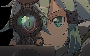 Asada Shino, Sword Art Online, Asada Shino, sniper rifle, eyes HD wallpaper
