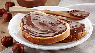 sliced of breads, food, chocolate, hazelnut, Nutella