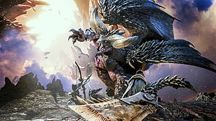 dragon illustration, video games, Monster Hunter, Monster Hunter: World HD wallpaper