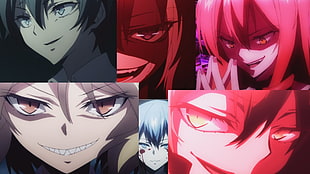 female anime character collage, Akuma no Riddle , blue hair, redhead, blue eyes