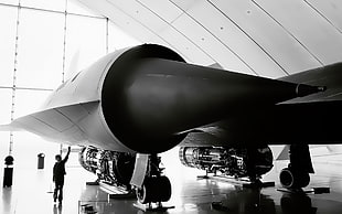 grayscale photo of plane, Lockheed SR-71 Blackbird, aircraft, stealth, military aircraft
