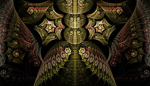 green and red illusionary painting