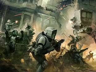 Star Wars Battlefront 2 game poster, Star Wars, science fiction, fan art, stormtrooper