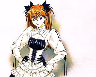 orange-haired female anime character graphics