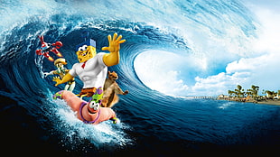 Spongebob Squarepants surfing illustration