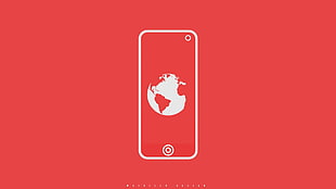 white and red smartphone logo, minimalism, phone, red, simple background HD wallpaper
