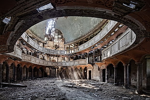 gray and brown concrete building, architecture, building, abandoned, sun rays