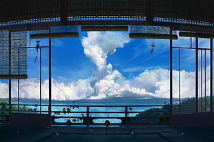 sea horizon under cloudy sky HD wallpaper