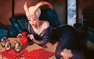 female alien illustration, artwork, Jason Chan, Magic: The Gathering