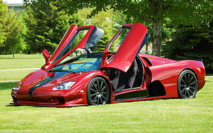 red luxury coupe, car, red cars, Shelby,  SSC Ultimate Aero TT