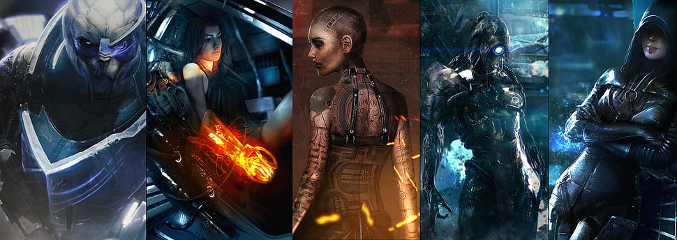 five character digital wallpaper collage, Mass Effect HD wallpaper