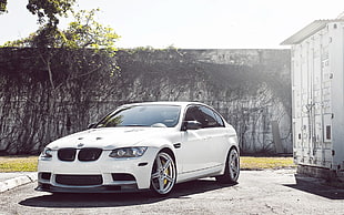 white BMW E-series, car, BMW