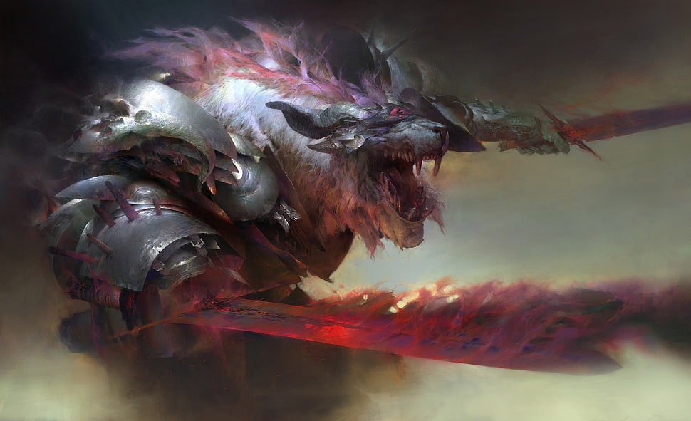 monster digital wallpaper, Guild Wars 2, Charr, fantasy art HD wallpaper