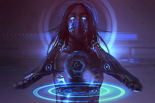 black haired female character digital wallpaper, futuristic, digital art, science fiction