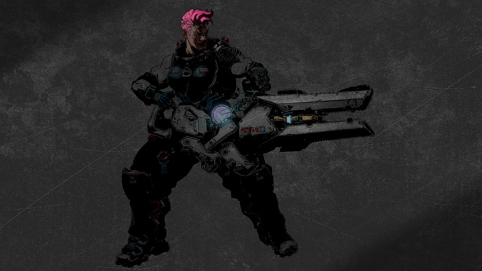 man holding blaster wallpape, Overwatch, Zarya (Overwatch) HD wallpaper