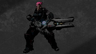 man holding blaster wallpape, Overwatch, Zarya (Overwatch)
