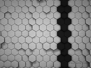 gray digital wallpaper, hexagon