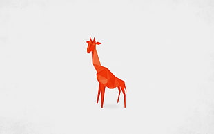 red goat illustration, low poly, giraffes, minimalism, animals