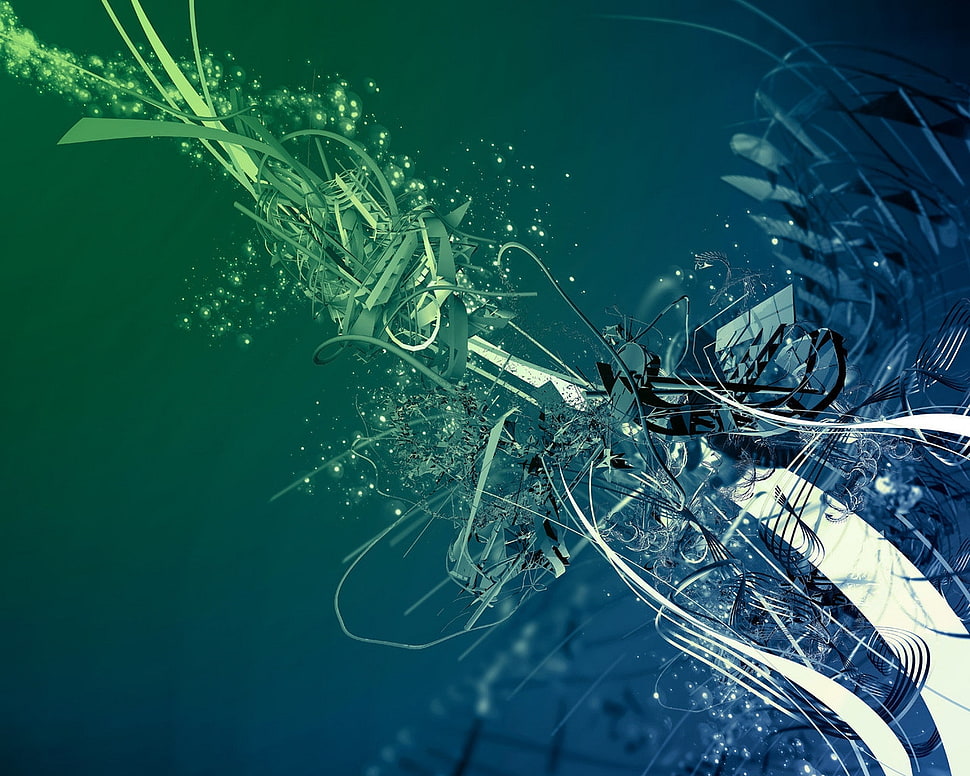 teal and green digital wallapaper HD wallpaper