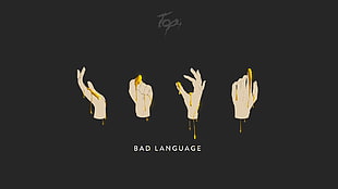 bad language hand signage illustration, Monstercat, album covers