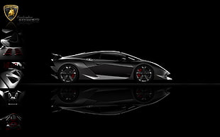 gray coupe wallpaper, car, Lamborghini, Lamborghini Sesto Elemento, reflection