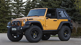 yellow and black Jeep Rubicon, Jeep Wrangler, Jeep, car, vehicle