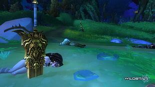 green and blue fish tank, Wildstar, video games