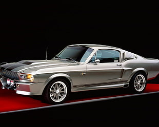 silver Ford Mustang coupe, Ford Mustang, vehicle, car, silver cars