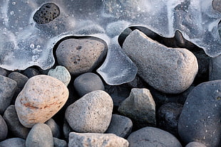 gray stone lot, ice, rock