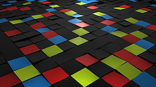 black and multicolored checked graphic wallpaper HD wallpaper