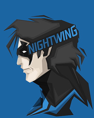 Nightwing digital wallpaper, DC Comics, Nightwing, blue background