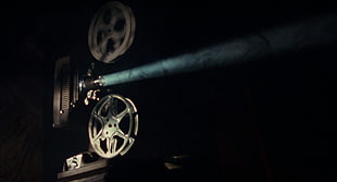 gray vehicle part, film reel, movies