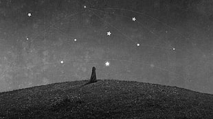 person watching constellation, artwork, stars HD wallpaper