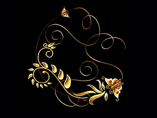 gold-colored flower 3D illustration HD wallpaper
