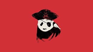 pirate panda illustration HD wallpaper