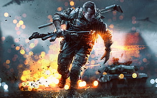 Soldier with gun game wallpaper, Battlefield Hardline, video games, war, soldier