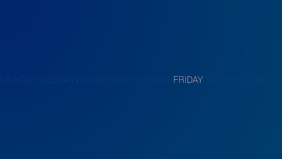 Friday text overlay on blue background, minimalism, Friday HD wallpaper