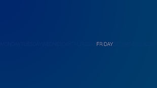 Friday text overlay on blue background, minimalism, Friday HD wallpaper