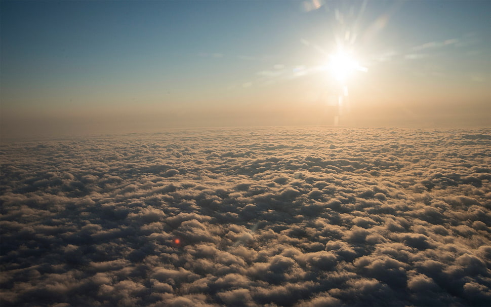 white clouds, sunlight, sky, clouds HD wallpaper