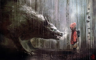 IT illustration, fantasy art, Little Red Riding Hood HD wallpaper