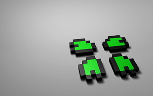 four green-and-black Minecraft illustration, minimalism, 4chan, 3D, digital art