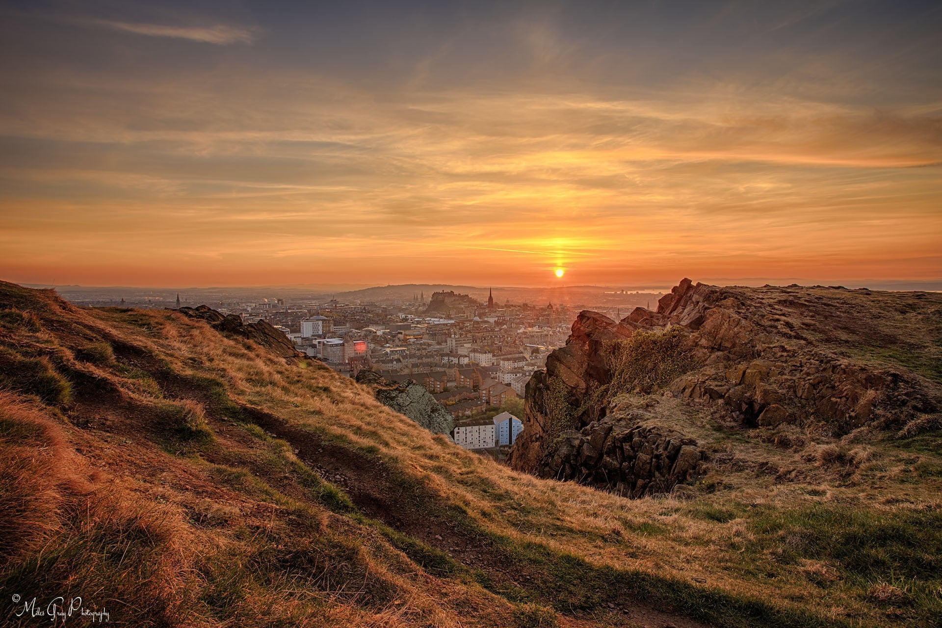 brown hills at sunset