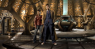 men's brown coat, Doctor Who, The Doctor, TARDIS, David Tennant
