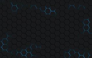 black honeycomb wallpaper, minimalism, hexagon HD wallpaper